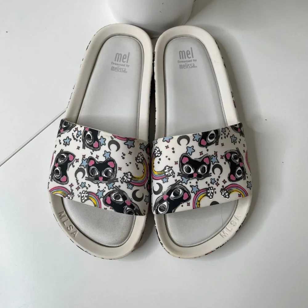 Melissa Girls Cat Kitty Rainbow Slip On Slides
